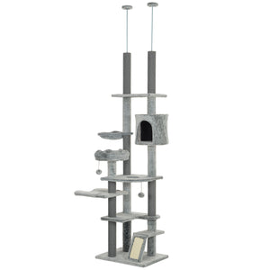 Adjustable Height Cat Tree, Multi-Level Climbing Tower with Scratching Posts