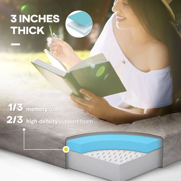 Memory foam floor mattress with carry bag, grey