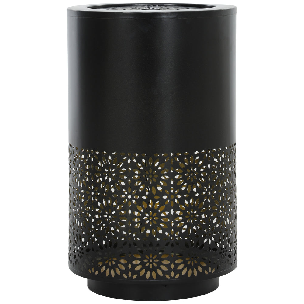 Garden Waterfall Fountain with LED Lights, Adjustable Flow Outdoor Fountain, Black