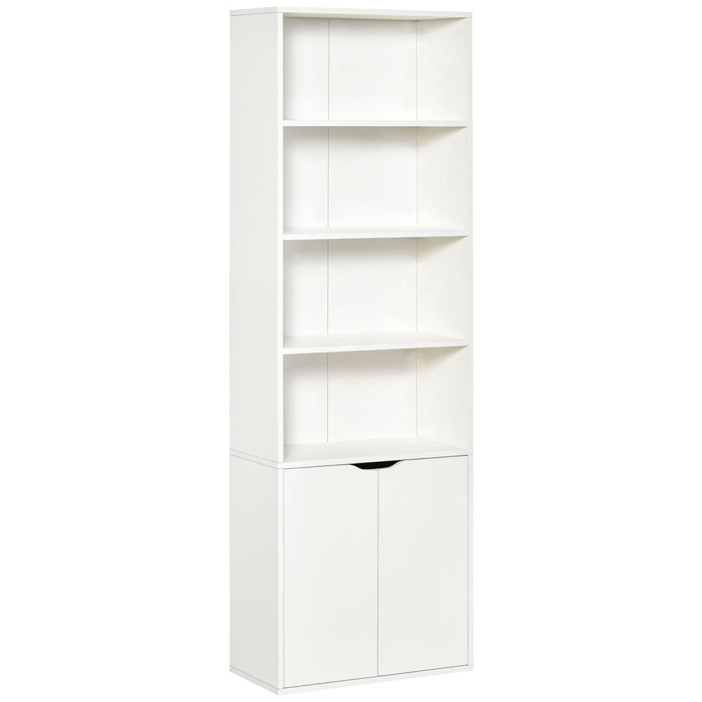 4-Tier Open Bookcase with Doors, White