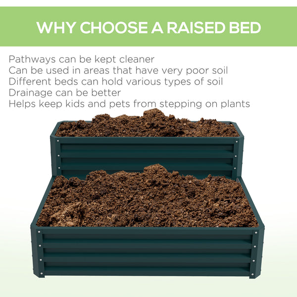 Galvanized 2-tier raised planter, green