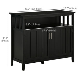 Buffet with 2 doors and adjustable shelves for kitchen and dining room, black