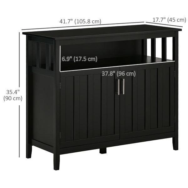 Buffet with 2 doors and adjustable shelves for kitchen and dining room, black