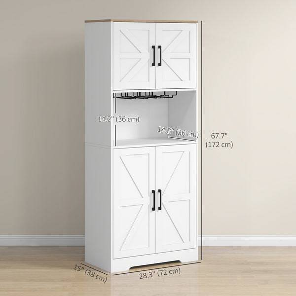 Pantry with wine glass storage, white
