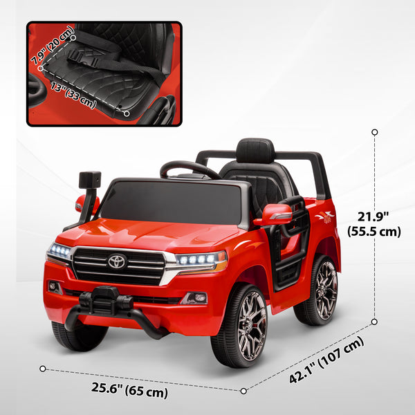 Licensed Toyota Land Cruiser 12V with Remote Control, Red