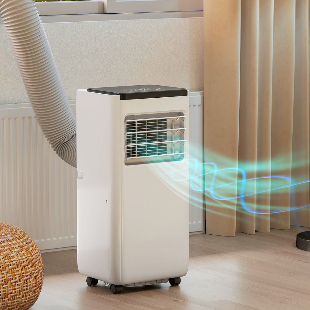 4-in-1 10,000 BTU Portable Air Conditioner with Cooling, Dehumidification, Fan, Sleep Mode, Wi-Fi Voice Remote Control, White