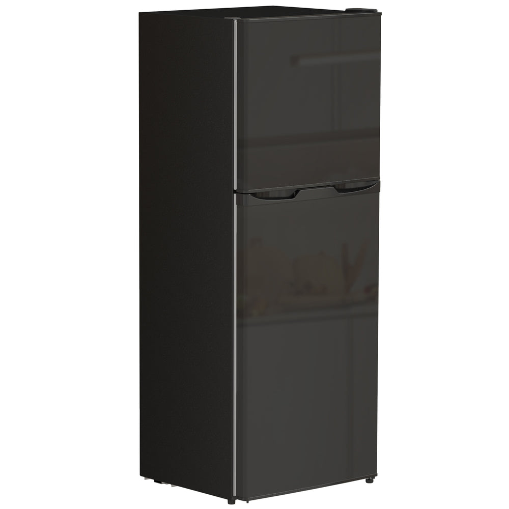 Double Door Mini Fridge with Freezer, 4.6 cu. ft., Thermostat, Shelves, Reversible Door, Black
