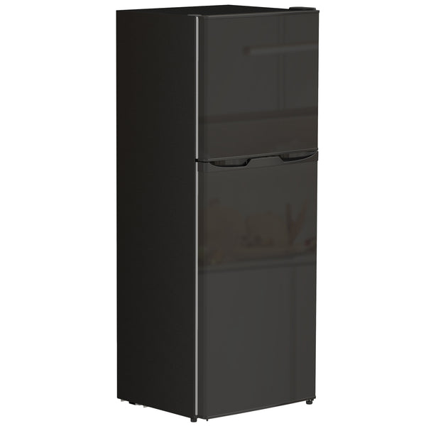 Double Door Mini Fridge with Freezer, 4.6 cu. ft., Thermostat, Shelves, Reversible Door, Black
