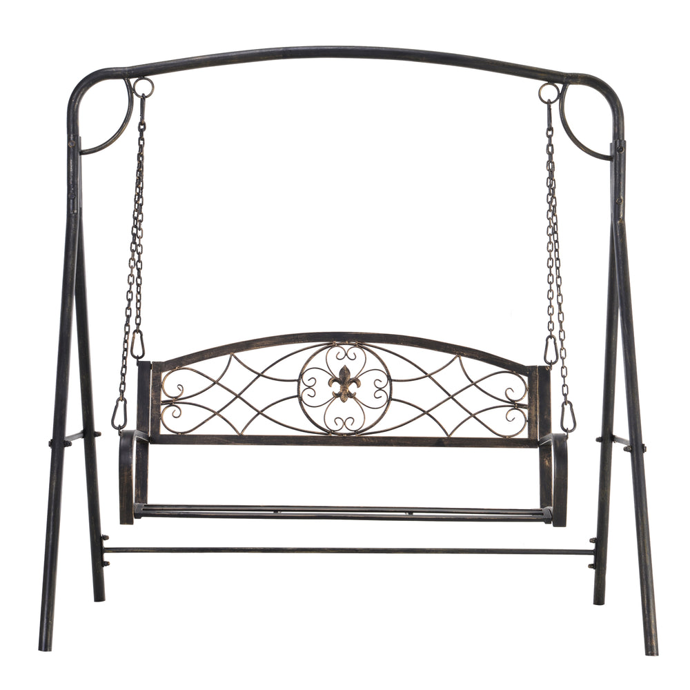 Two-seater swing with metal frame, black