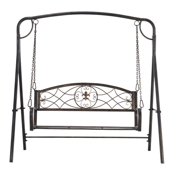 Two-seater swing with metal frame, black