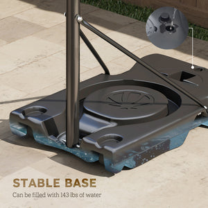 1.4-3m Portable Basketball Hoop with Wheels and 109cm Backboard