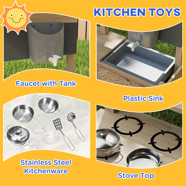 Sandbox with lid, kitchen, toys for children from 3 to 7 years old, natural wood