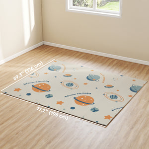 Reversible and waterproof play mat, foldable, astronaut and planet pattern