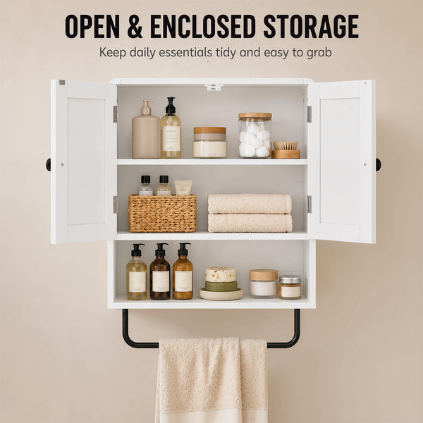 2-door bathroom wall cabinet, white