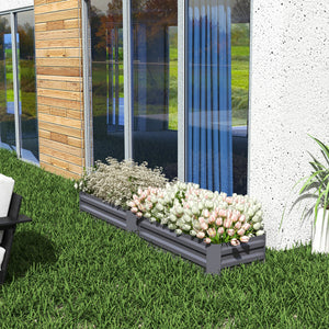 Set of 2 raised steel planters, dark grey 