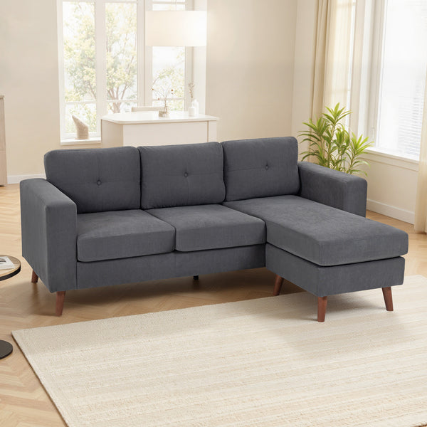 Sectional sofa with convertible chaise longue, dark gray