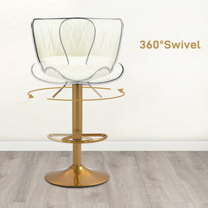 Set of 2 bar stools with PU leather upholstery, white