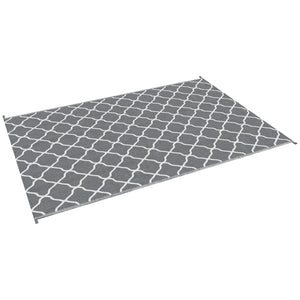 Waterproof Outdoor Rug, 1.8m x 2.7m, Reversible, for Campervan, Garden, Patio, Picnic, Beach, Camping, Grey and White Mesh