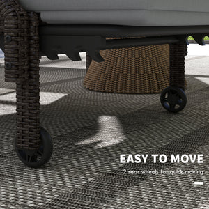2 PE rattan outdoor lounge chairs, grey