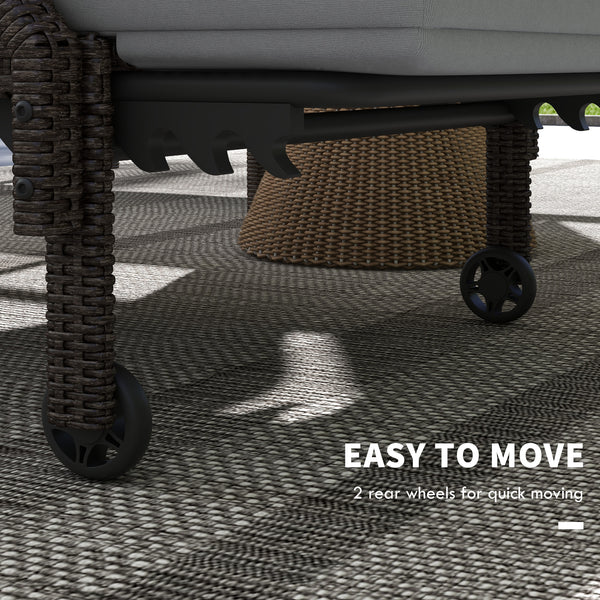 2 PE rattan outdoor lounge chairs, grey