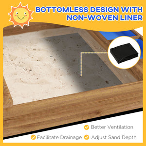 Wooden outdoor sandbox with lid, brown