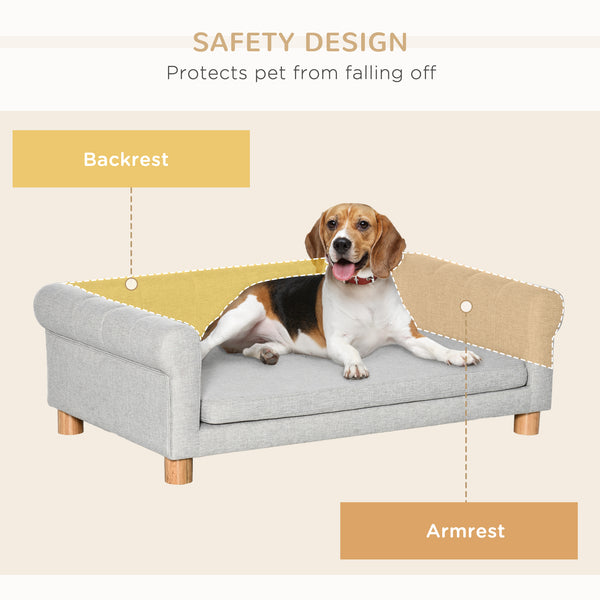 Modern Pet Sofa for Medium and Large Pets with Removable Seat Cushion, Light Grey