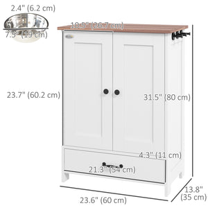 Dog food storage station with bowls, white