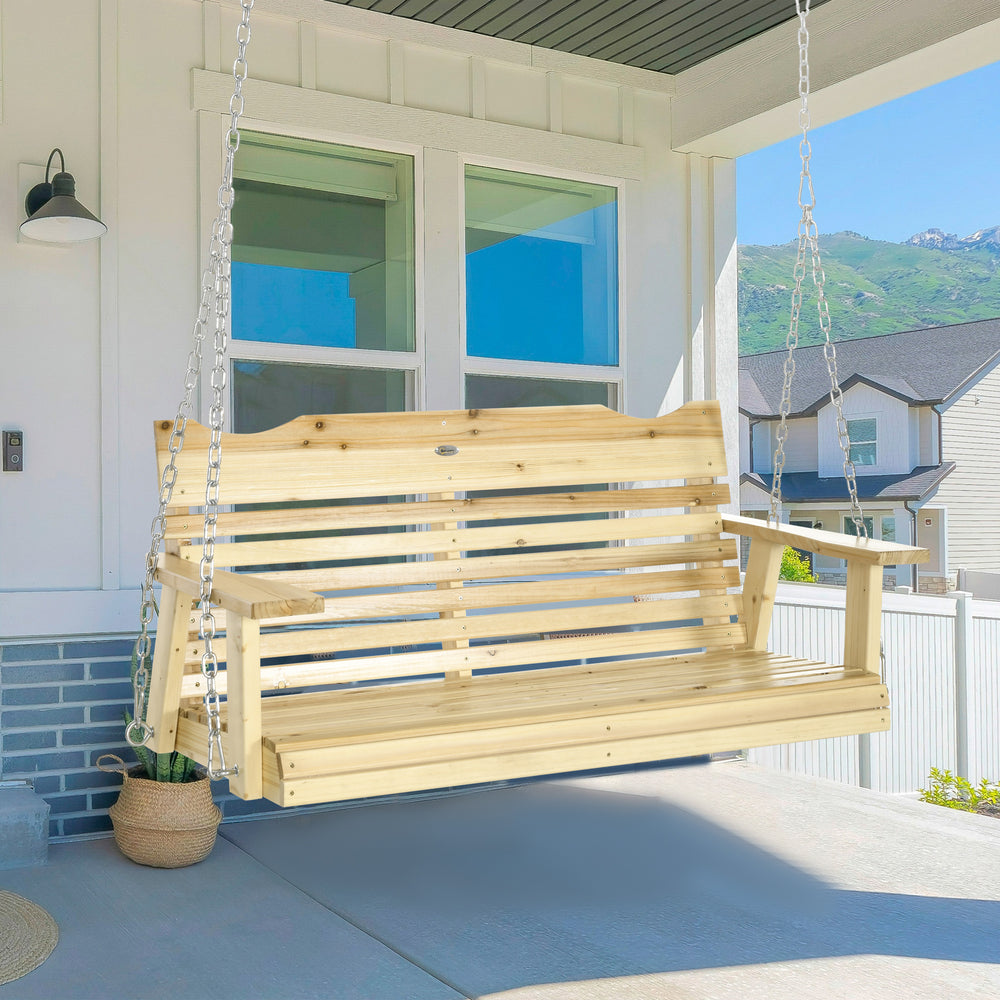 2-seater porch swing, natural wood