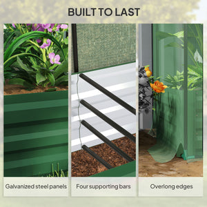 Galvanized steel planter with grow cage and shade cloth for flowers, vegetables and herbs