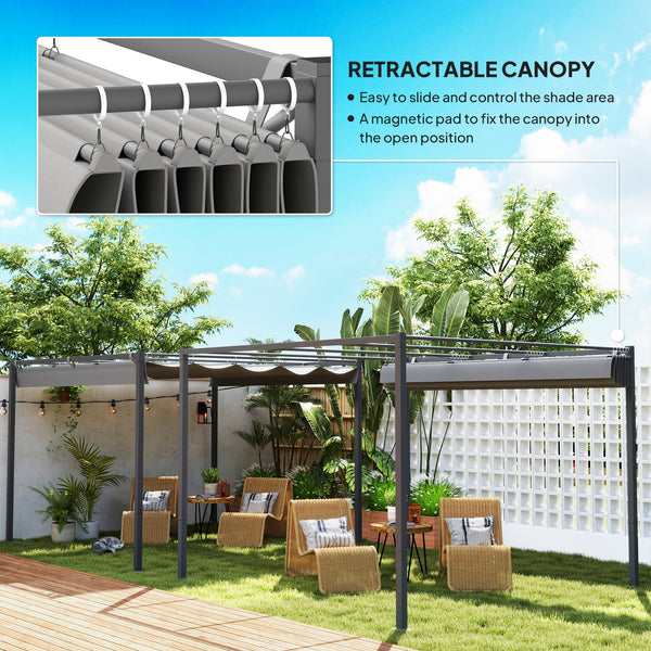 10 x 10 retractable pergola with magnetic fastening, grey