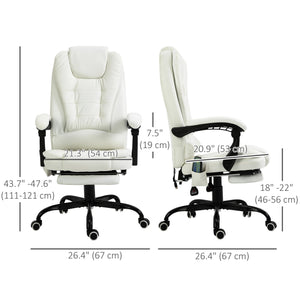 7-point vibrating massage chair with footrest, white