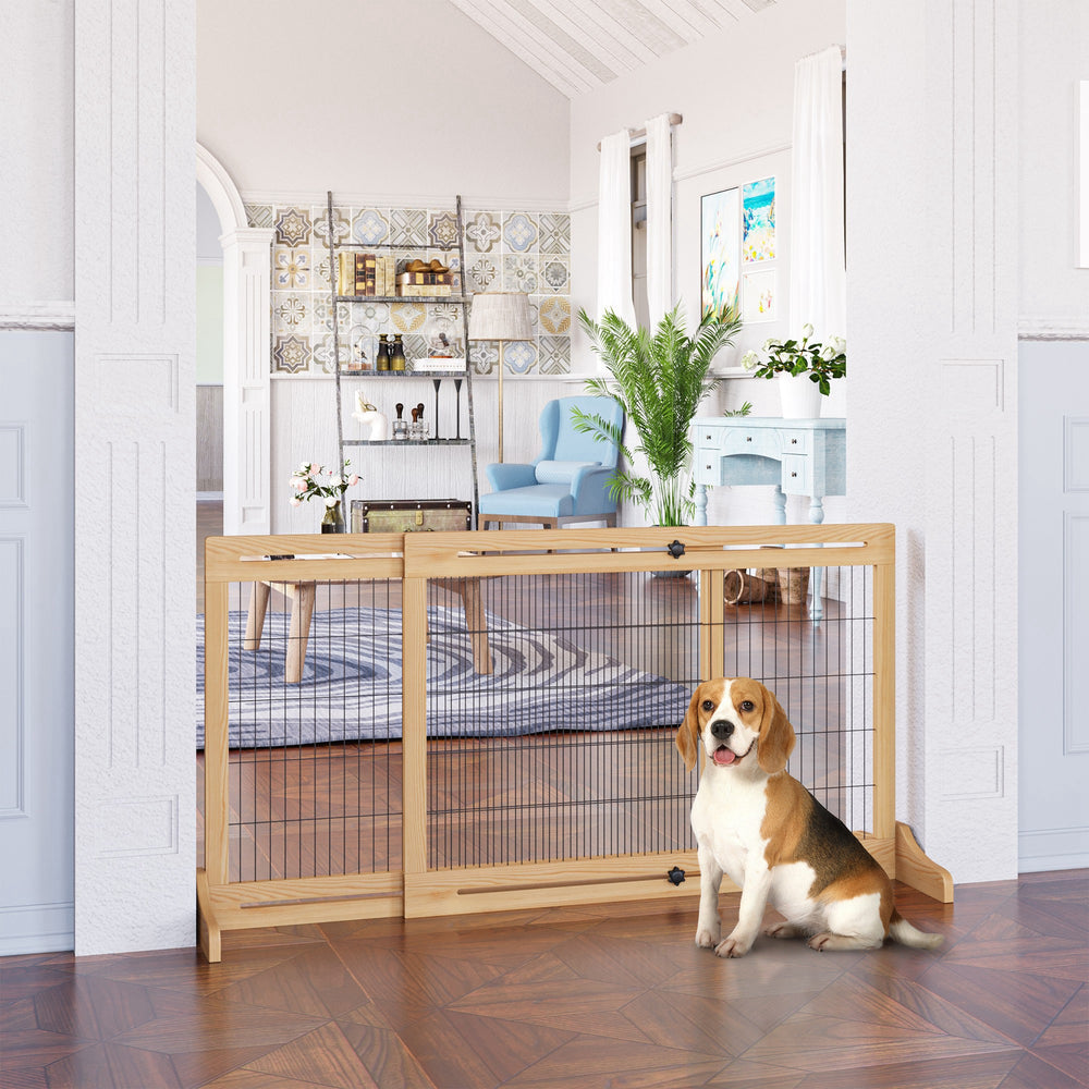 Freestanding Wooden Pet Gate with Support Feet