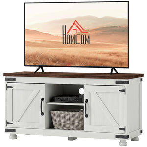 Farmhouse TV stand for TVs up to 50 inches, aged white