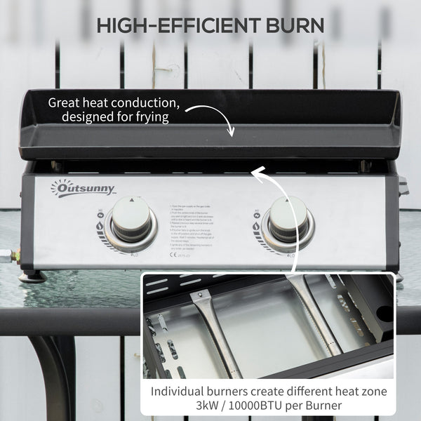 2-burner gas barbecue, silver
