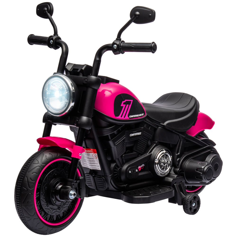 6V motorcycle with training wheels, pink 