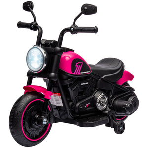 6V motorcycle with training wheels, pink 