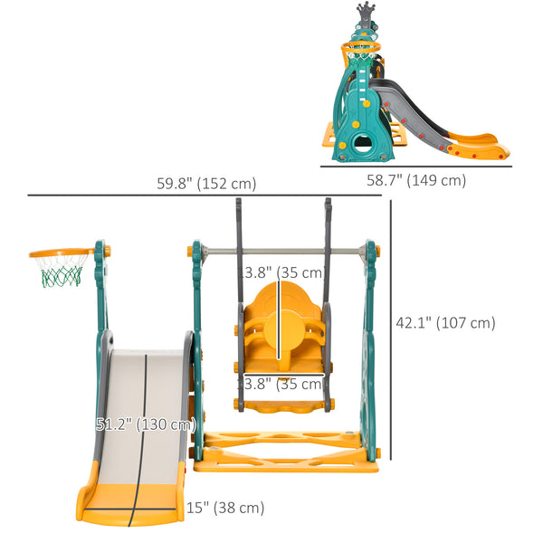 4-in-1 Slide and Swing Set for Kids