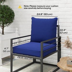 Thick and deep outdoor seat cushions with back cushion, dark blue