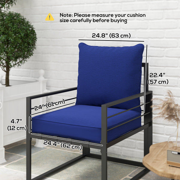 Thick and deep outdoor seat cushions with back cushion, dark blue