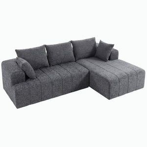 Grey convertible sectional sofa bed with chaise longue and pocket springs, grey