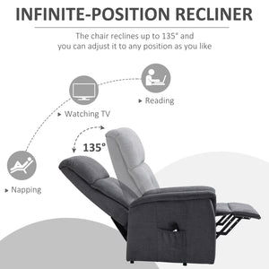 Electric Recliner Lift Chair with Remote Control and Side Pocket, Grey
