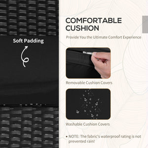 3-piece garden furniture set in black woven resin