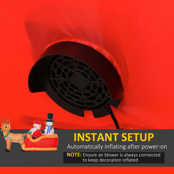 Inflatable Santa Claus and Snowman on Sleigh with 2m Reindeer