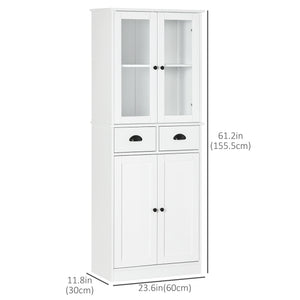 61-inch Storage Cabinet with Glass Doors, White