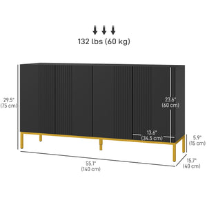Storage sideboard with adjustable shelves, soft-close doors, black
