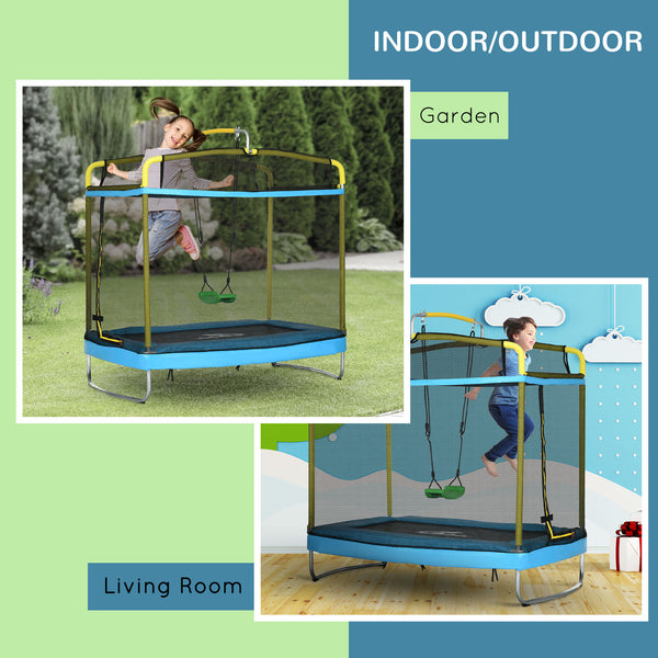 7ft Trampoline with Safety Enclosure, Gymnastics Bar and Swing
