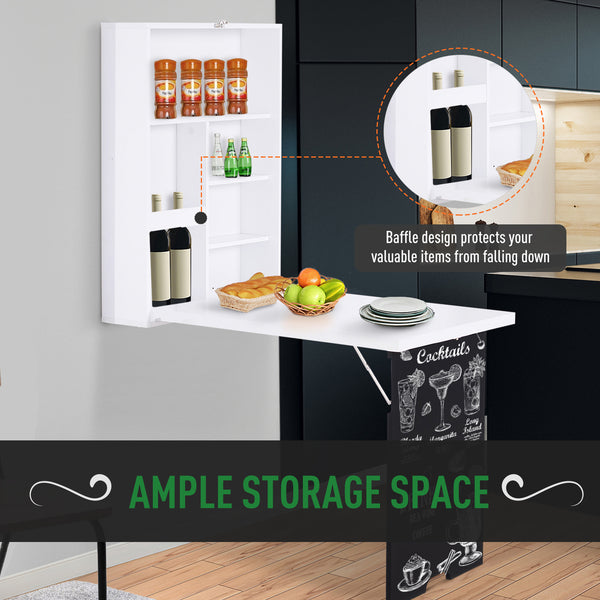 Multifunctional and space-saving folding and convertible wall-mounted desk, white and black