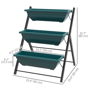 Three-tier raised vertical planter with three containers