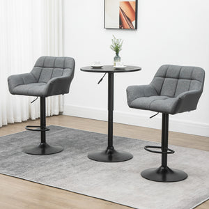 Set of 2 Adjustable Swivel Bar Stools with Footrest, Grey