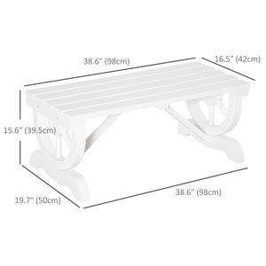 Rustic Wooden Outdoor Garden Bench for 2 People with Unique Casters Heavy Duty, White